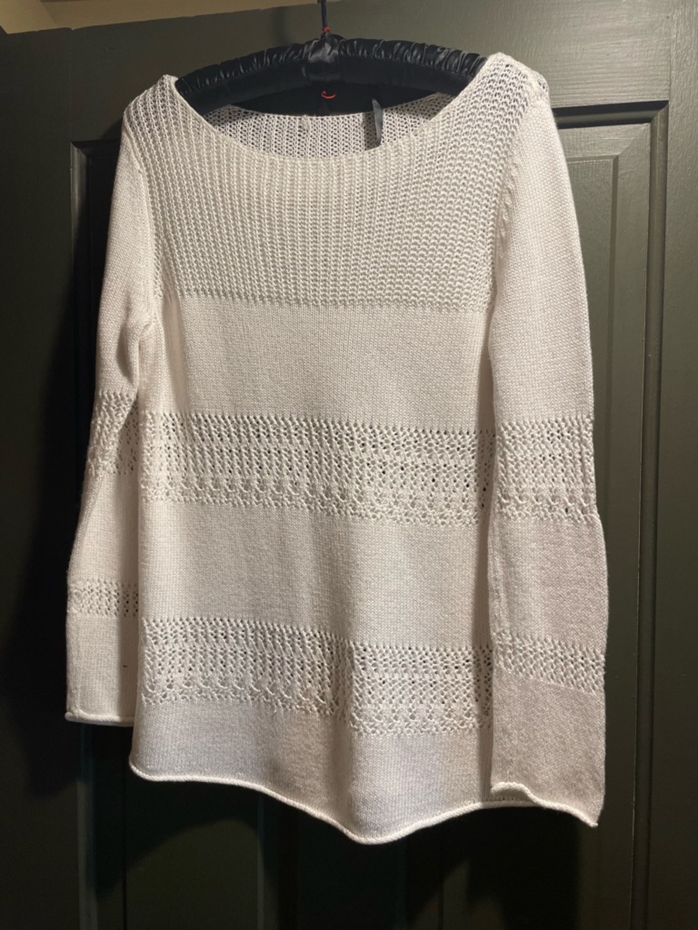 Women’s white Open-Knit Stripe Sweater